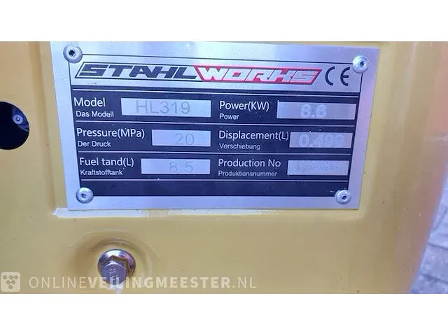Mini rupsgraafmachine stahlworks, hl319, geel, bouwjaar 2023 - afbeelding 32 van  41