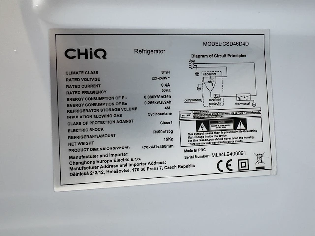 Minibar 46 liter chiq, csd46d4e - afbeelding 4 van  4