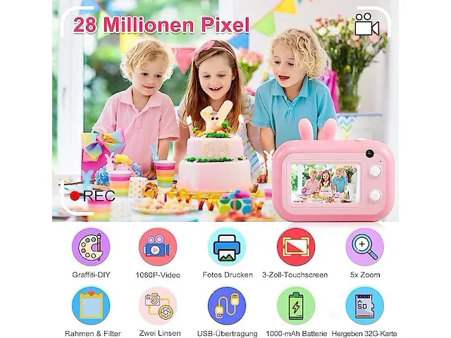 Minibear instant-camera voor kinderen - afbeelding 2 van  6