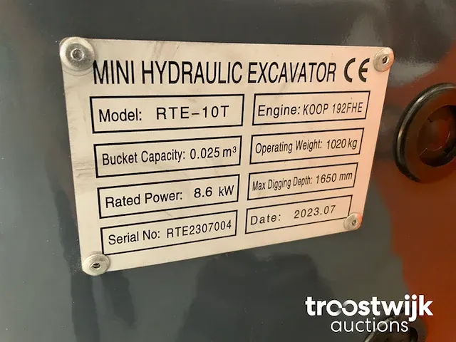 Minigraafmachine 1000kg rte-10t - afbeelding 10 van  18