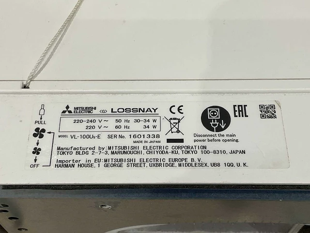 Mitsubishi electric - lossnay vl-100u 5 e - ventilatie unit (8x) - afbeelding 9 van  9