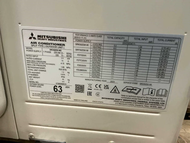 Mitsubishi src50zsx-w2 airconditioning buitenunit - afbeelding 2 van  3