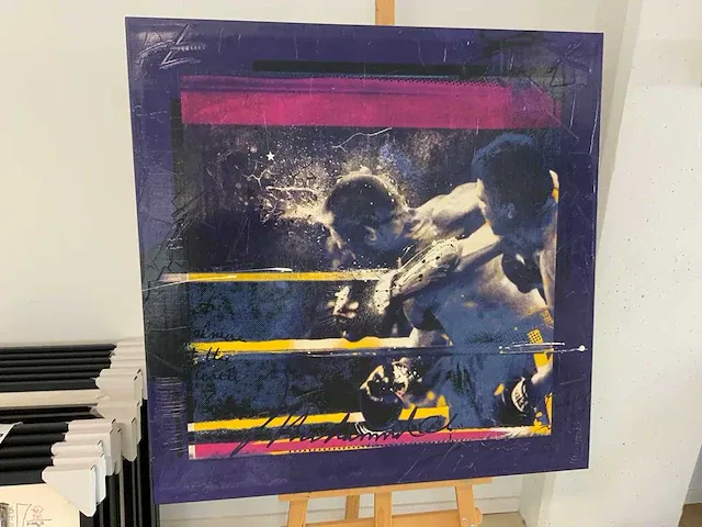 Mixed media op paneel "micha baker" - afbeelding 2 van  5