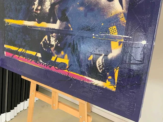 Mixed media op paneel "micha baker" - afbeelding 4 van  5