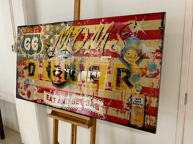 Mixed media op paneel “micha baker” - afbeelding 2 van  6