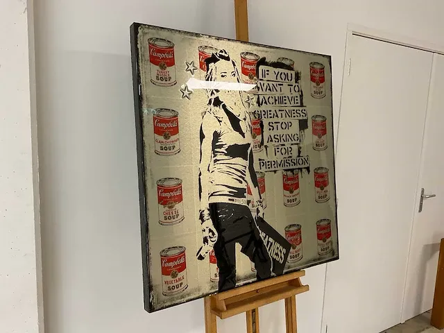 Mixed media op paneel “micha baker” - afbeelding 3 van  6