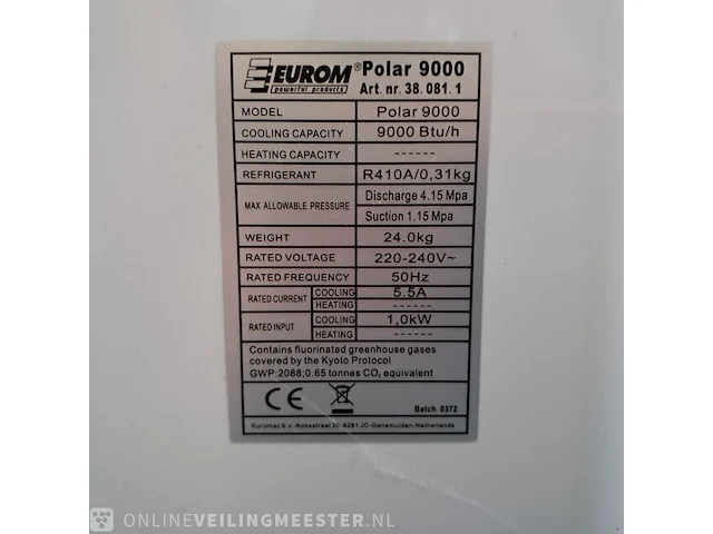 Mobiele airco eurom, polar 9000 - afbeelding 5 van  5