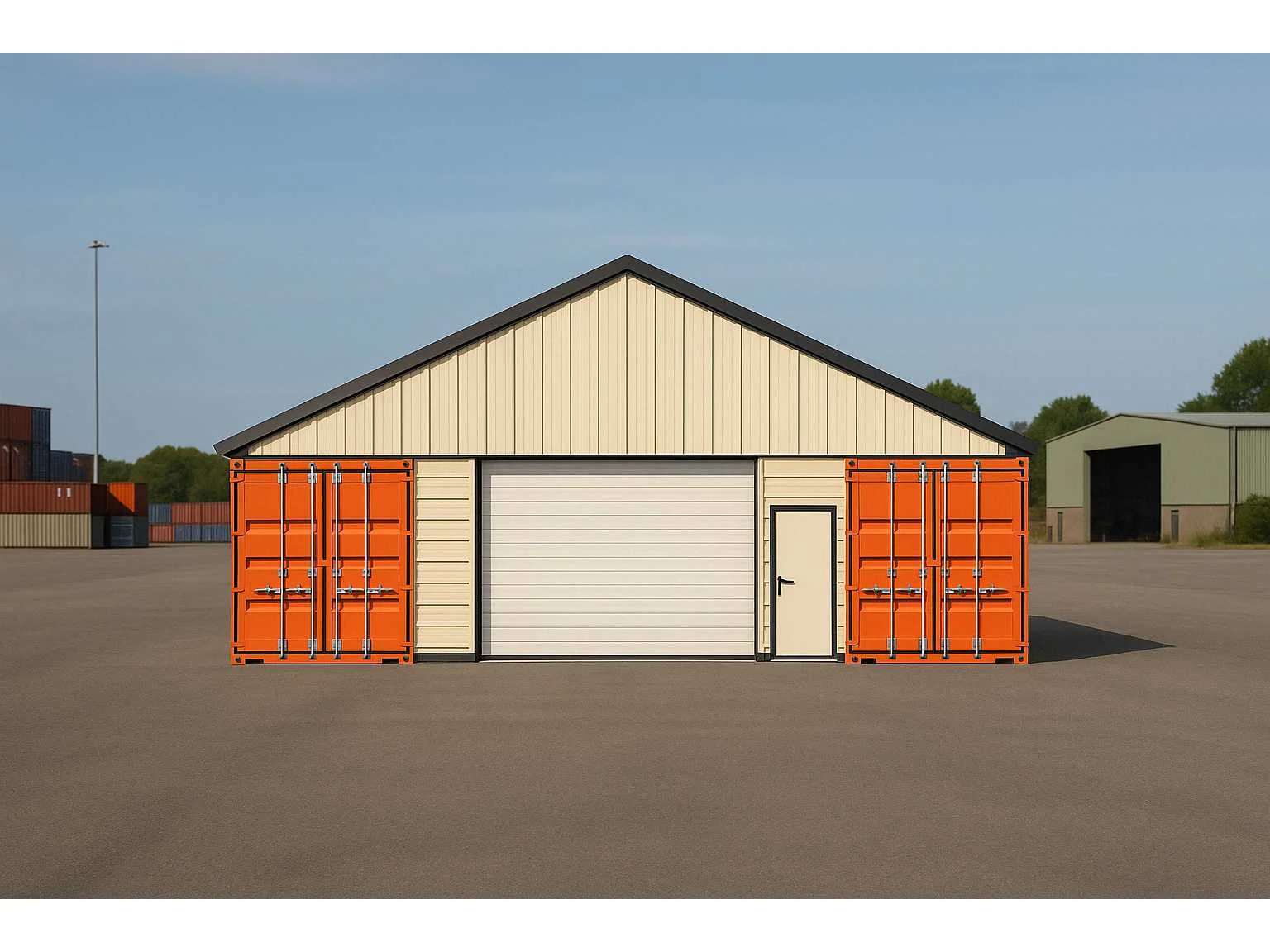 Mobiele graafmachine, aannemersmateriaal, voertuigen, buitenkeukens, loodsen, units, containers en gereedschappen