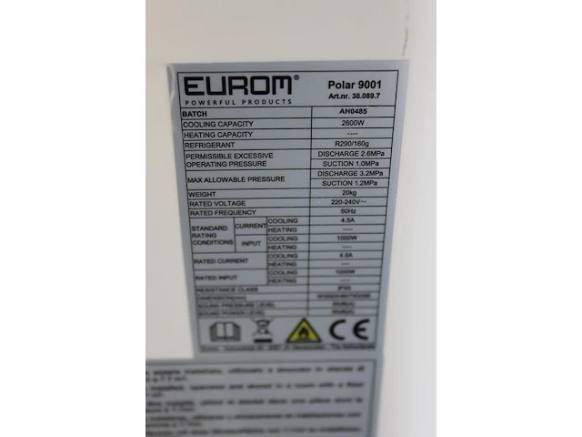 Mobiele koeling eurom polar 9001. - afbeelding 3 van  3