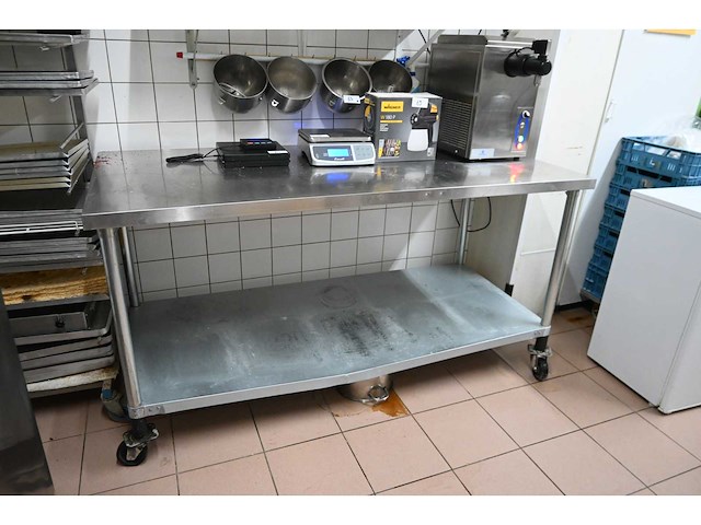 Mobiele rvs-stalen werktafel - afbeelding 1 van  3