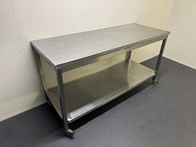 Mobiele rvs werktafel - afbeelding 3 van  4