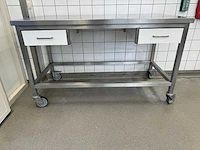 Mobiele rvs werktafel - afbeelding 3 van  4