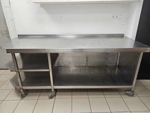 Mobiele rvs werktafel - afbeelding 1 van  4