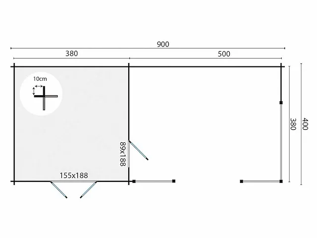 Moca 40.0893n - tuinhuis met overkapping - afbeelding 2 van  3