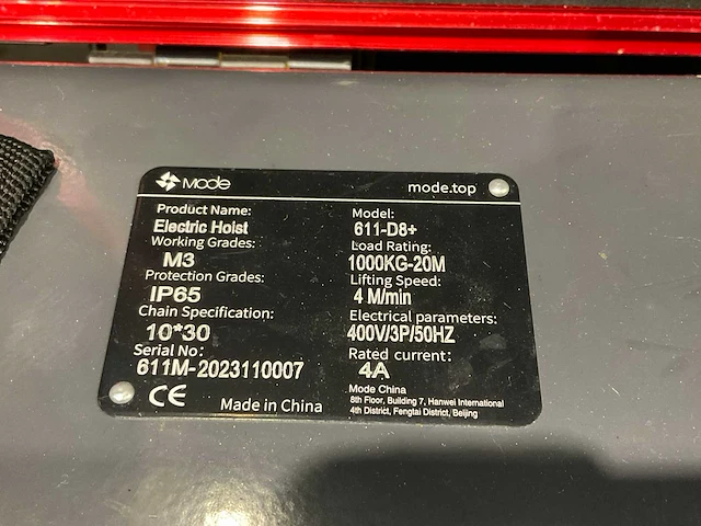 Mode 611-d8+ elektrische kettingtakel - afbeelding 6 van  6