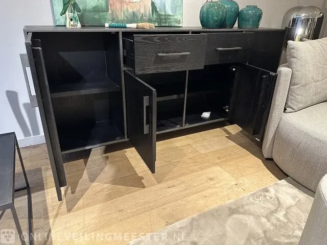 Modern zwart eiken dressoir | black oak collectie, zwart - afbeelding 3 van  6