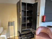 Modern zwart eiken hoge kast/cabinet | black oak collectie, zwart - afbeelding 3 van  5