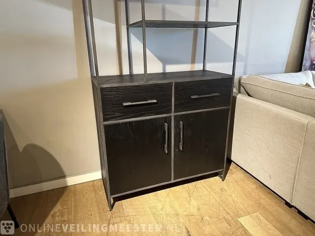 Modern zwart eiken hoog rek | black oak collectie, zwart - afbeelding 3 van  7