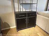 Modern zwart eiken hoog rek | black oak collectie, zwart - afbeelding 3 van  7