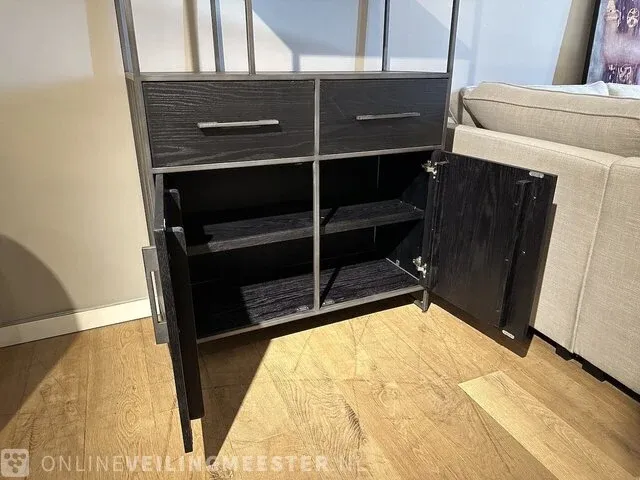 Modern zwart eiken hoog rek | black oak collectie, zwart - afbeelding 4 van  7