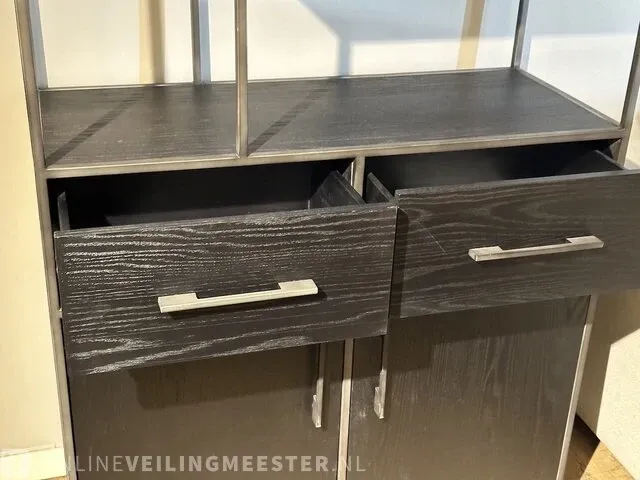 Modern zwart eiken hoog rek | black oak collectie, zwart - afbeelding 5 van  7