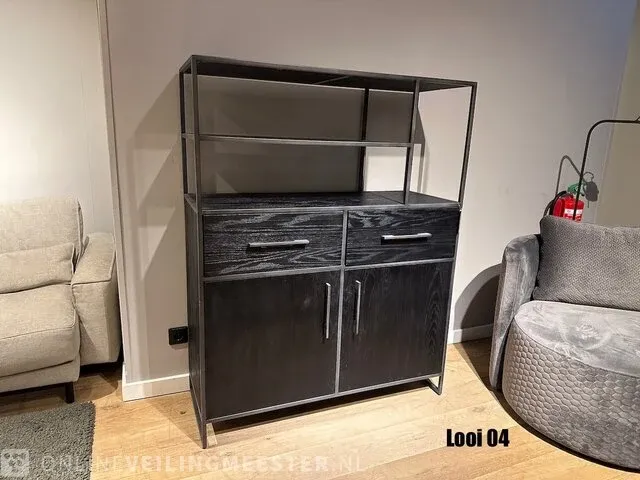 Modern zwart eiken laag rek | black oak collectie, zwart - afbeelding 1 van  6