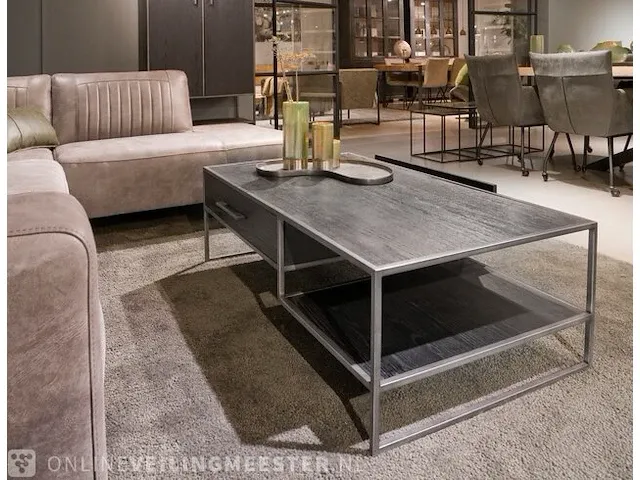 Modern zwart eiken salontafel 70x120 | black oak collectie, zwart - afbeelding 3 van  4