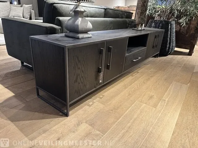 Modern zwart eiken tv-dressoir | black oak collectie, zwart - afbeelding 4 van  7