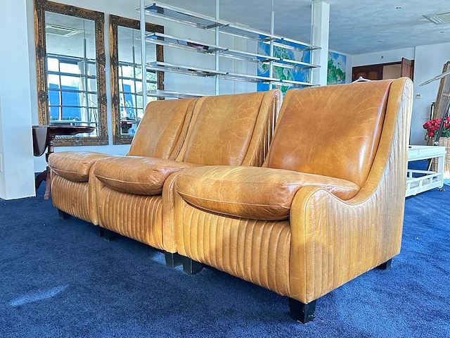 Modulaire lederen fauteuil cognac (3x) - afbeelding 1 van  5