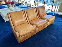 Modulaire lederen fauteuil cognac (3x) - afbeelding 2 van  5