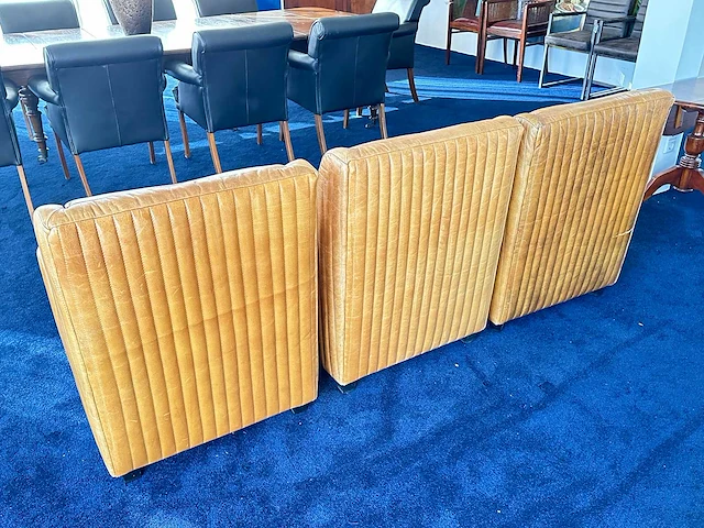 Modulaire lederen fauteuil cognac (3x) - afbeelding 4 van  5