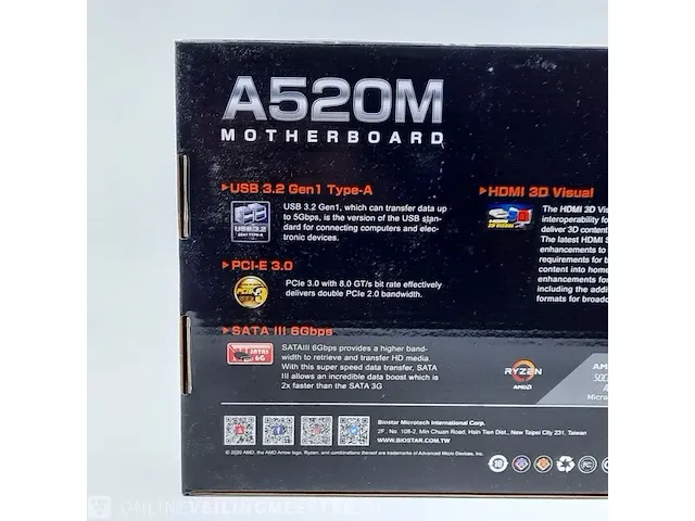 Moederbord biostar, amd a520 socket am4 ddr4-3200 pci-e 3.0 - afbeelding 6 van  8