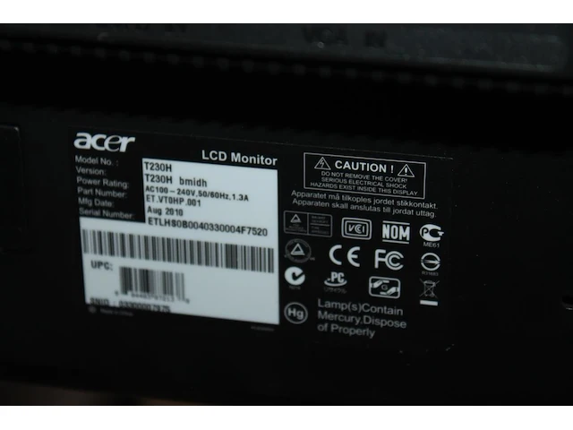 Monitor acer t230h 23 inch, toetsenbord, muis en verhoger. - afbeelding 2 van  2