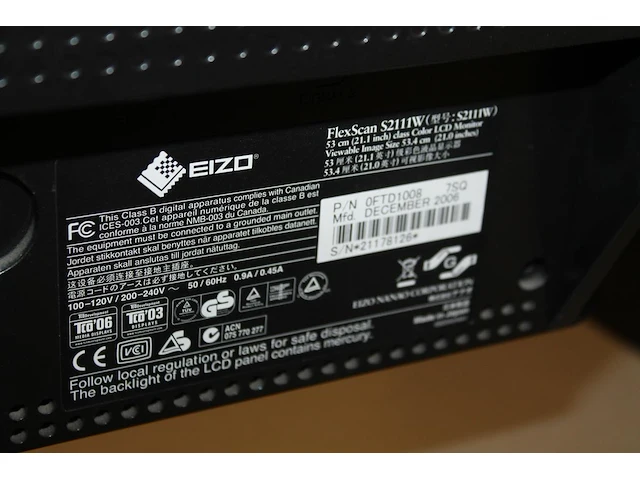 Monitor eizo flexscan s2111w 21 inch. - afbeelding 3 van  3