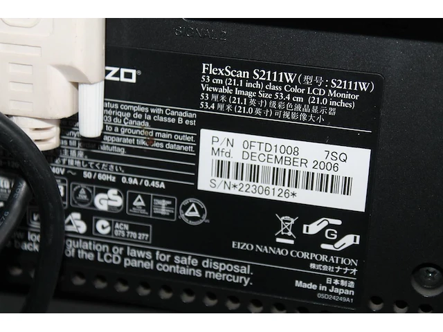 Monitor eizo flexscan s240w 24 inch s2111w 21 met toetsenbord en muis. - afbeelding 2 van  2
