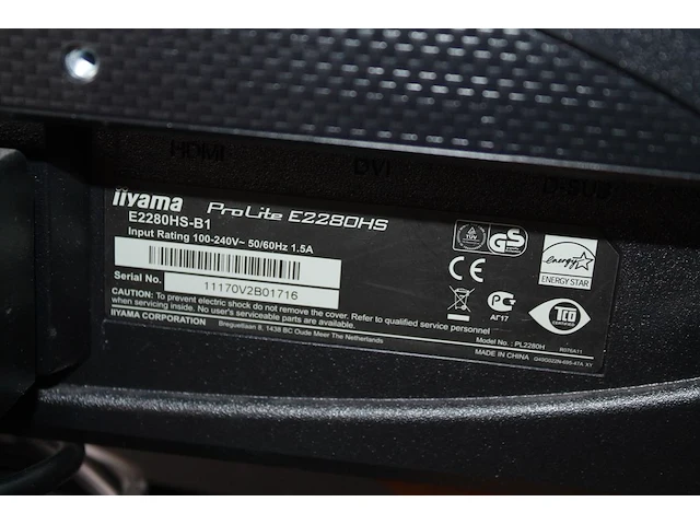 Monitor iiyama pro lite e2280hs 22 inch met toetsenbord, muis en armsteun. - afbeelding 2 van  2