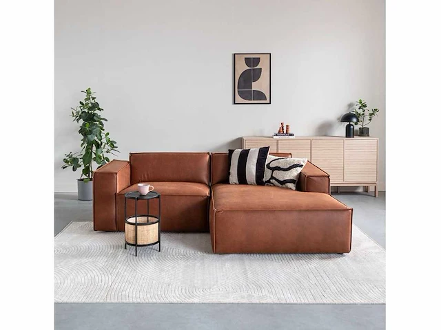 Moos - guus - hoekbank chaise lounge rechts cognac - afbeelding 1 van  4