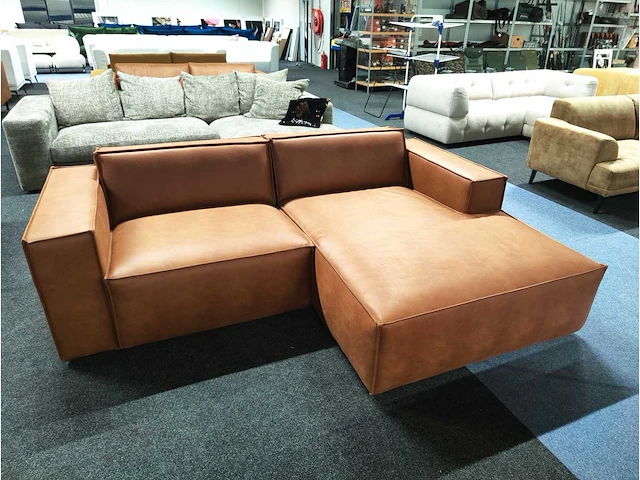 Moos - guus - hoekbank chaise lounge rechts cognac - afbeelding 3 van  4