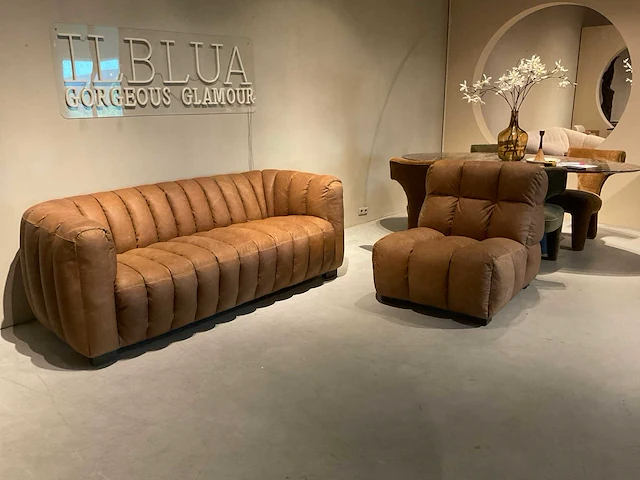 Morose leren sofa met fauteuil - afbeelding 1 van  13