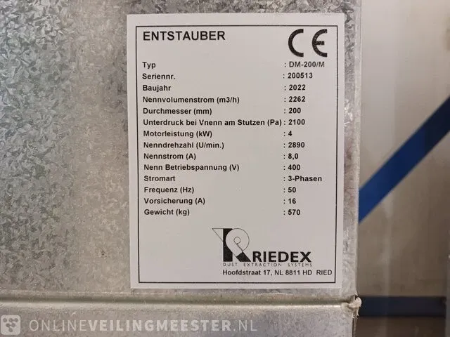 Motafzuiging riedex, dm-200/m, bouwjaar 2022 - afbeelding 8 van  8