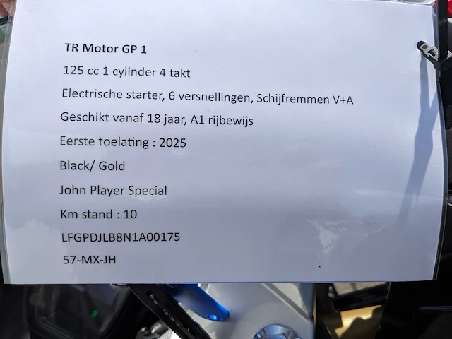 Motor, trmotor, tr125-2 gp1, zwart/goud, 2025 - afbeelding 13 van  20