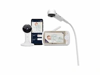 Motorola nursery vm65x connect - baby videomonitor met wiegbevestiging - 5 inch 1080p wi-fi - verbonden met motorola nursery app - flexibele magnetische camera montage - wit - afbeelding 1 van  2