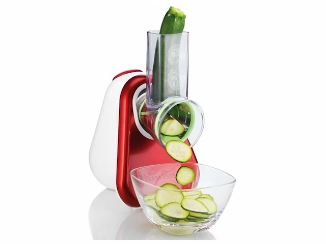 Moulinex fresh express + elektrische rasp & spiraalsnijder rood wit - afbeelding 2 van  5