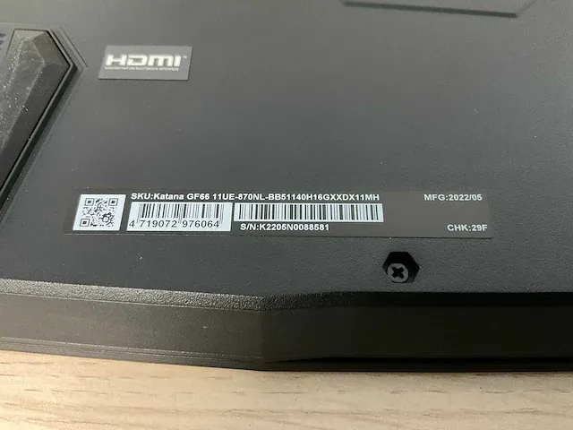 Msi katana gf66 11ue-870nl (reparatieproduct) - afbeelding 6 van  6
