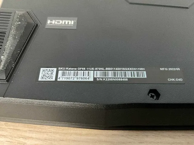 Msi katana gf66 11ue-870nl (reparatieproduct) - afbeelding 6 van  7