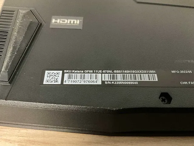 Msi katana gf66 11ue-870nl (reparatieproduct) - afbeelding 6 van  8