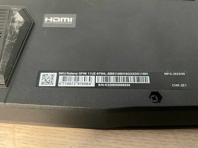 Msi katana gf66 11ue-870nl (reparatieproduct) - afbeelding 7 van  7