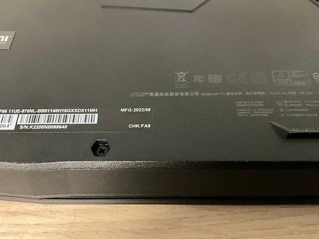 Msi katana gf66 11ue-870nl (reparatieproduct) - afbeelding 7 van  8