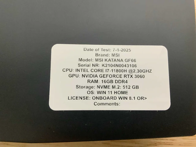 Msi katana gf66(i7gen11) laptop - afbeelding 2 van  10