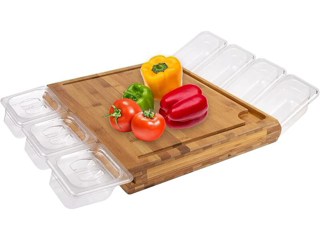 Multifunctionele snijplank met 7 stapelbare voorraaddozen meateor - afbeelding 1 van  7